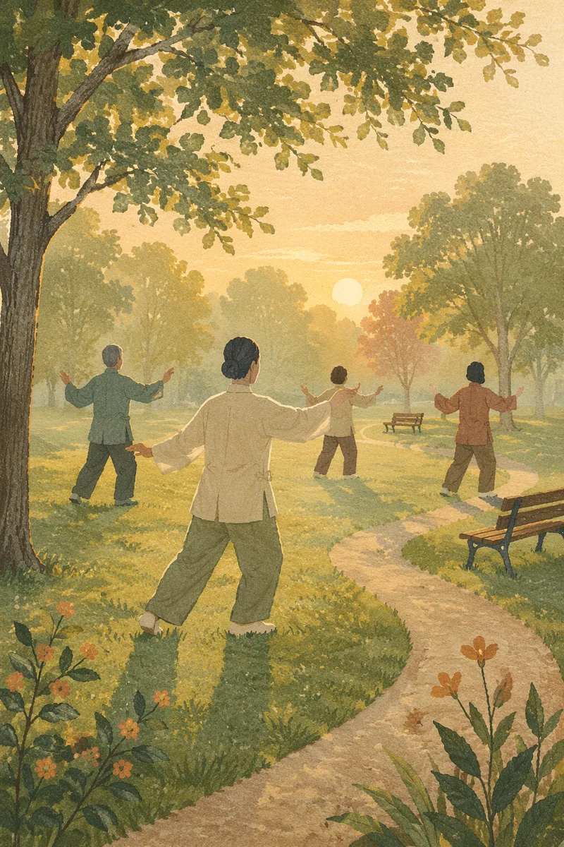 Morning Tai Chi in Quiet Park