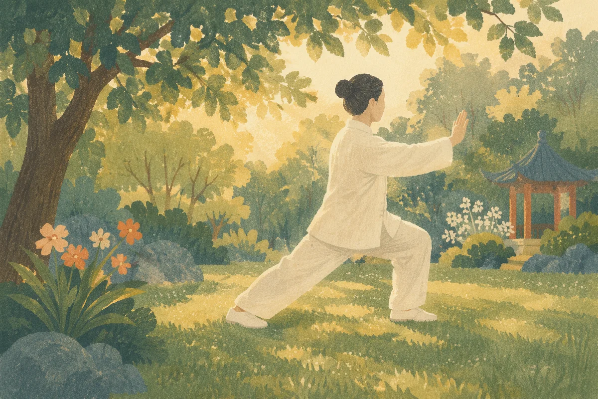 Morning Tai Chi Practice in Peaceful Park