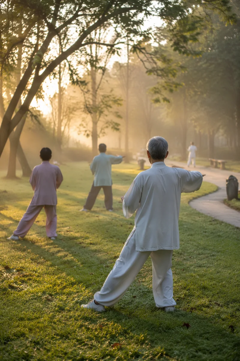 Morning Tai Chi in Misty Park