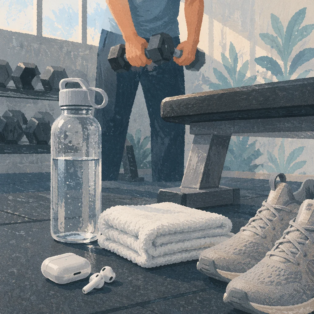 Gym Workout Essentials with Water Bottle