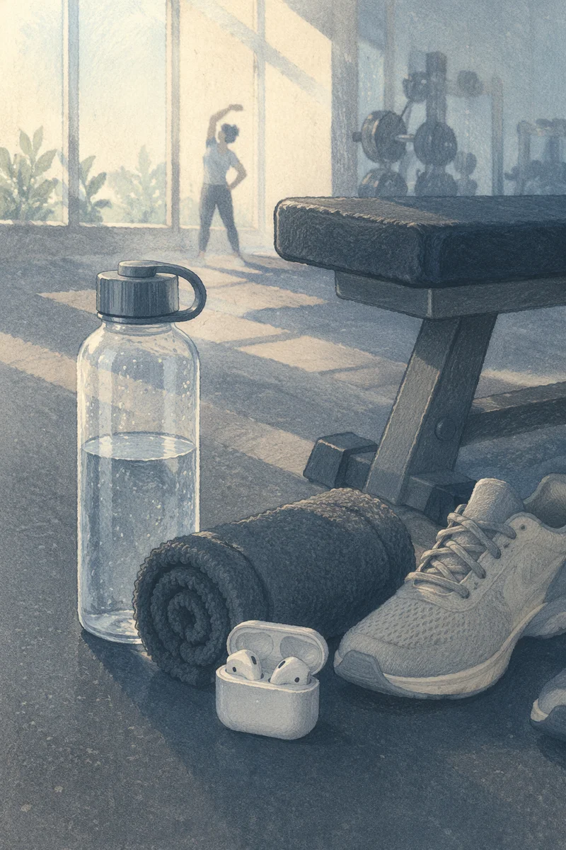 Gym Workout Essentials in Morning Light