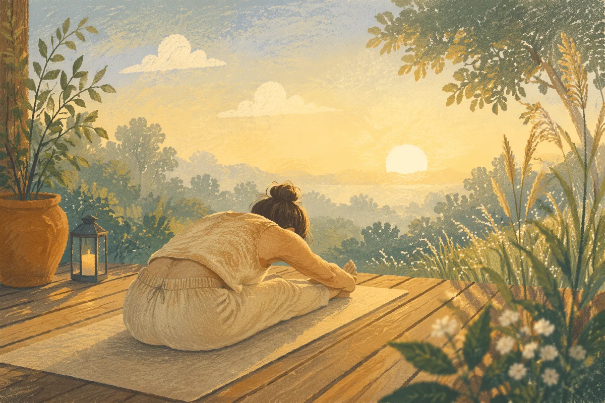 Peaceful Sunrise Yoga Stretch on Deck