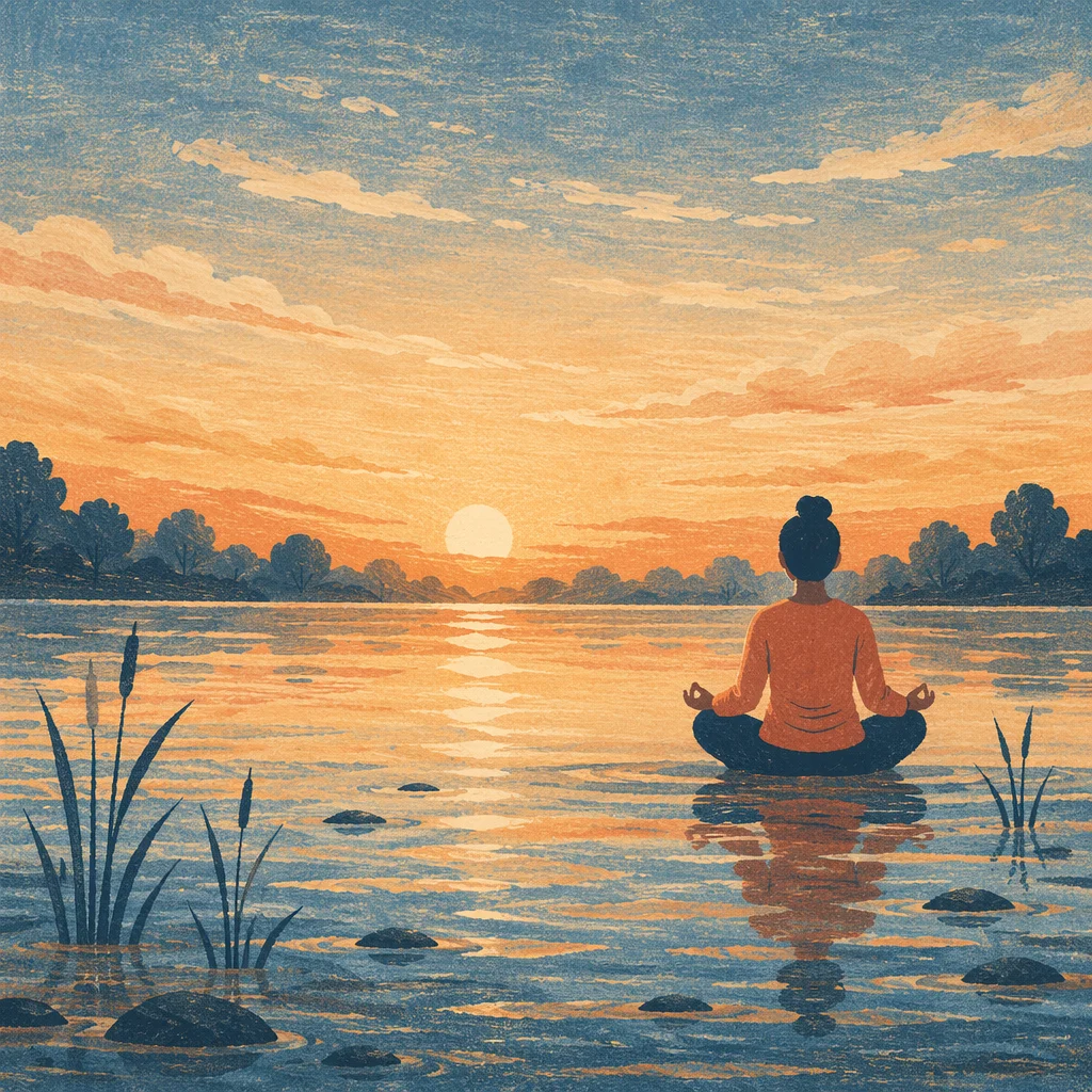 Peaceful Sunrise Yoga Meditation by Lake