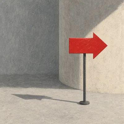 Red Arrow Sign in Minimal Space