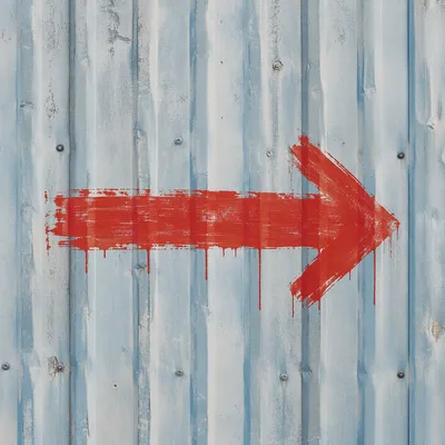 Red Arrow on Blue Gray Metal