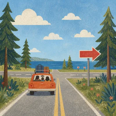 Red Arrow Sign by Coastal Road