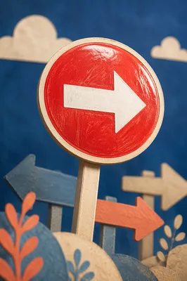Glossy Red Arrow Direction Sign