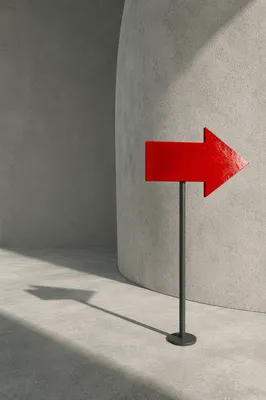 Red Arrow Sign in Minimal Studio