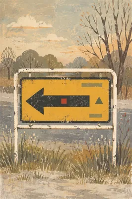 Weathered Rural Sign with Red Marker