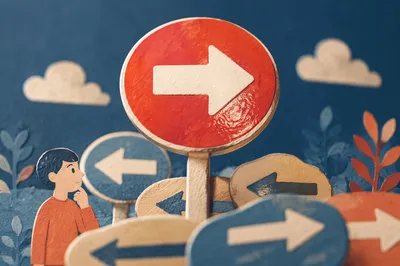 Red Arrow Sign on Blue Background
