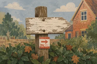Weathered Garden Arrow Sign Pointing Right