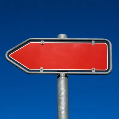 Blank Red Left Arrow Direction Sign