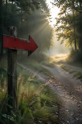 Red Arrow Sign Toward Hopeful Path
