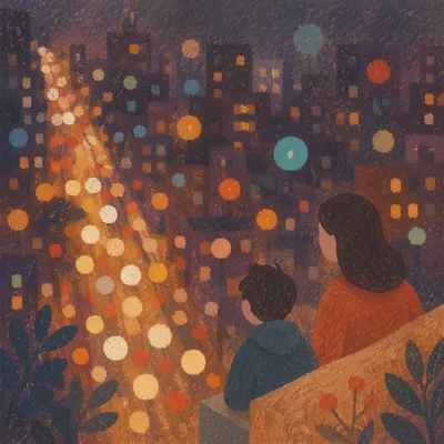 Dreamy Bokeh Lights Over City Night