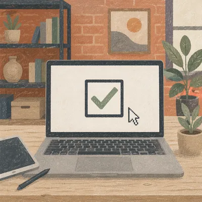 Green Checkmark Approval on Laptop Screen