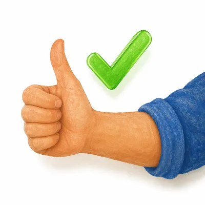 Green Checkmark Thumbs Up Approval