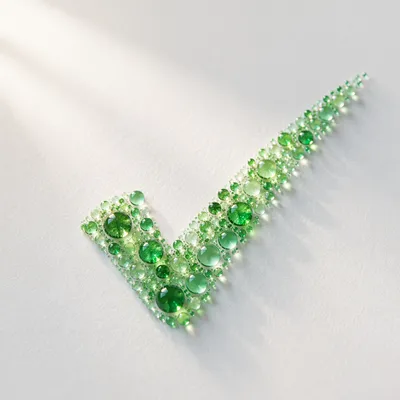 Green Checkmark Dewdrop Approval Abstract