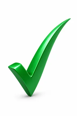 Glossy Green Approval Checkmark on White