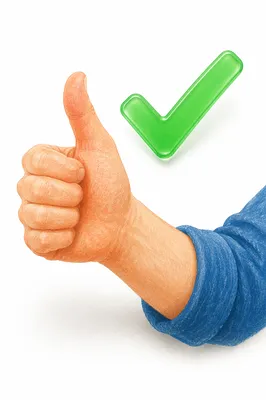 Green Checkmark Approval Thumb Gesture