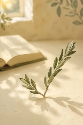 Olive Leaf Green Checkmark on Cream Table