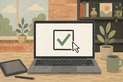 Green Checkmark Approval on Laptop Screen