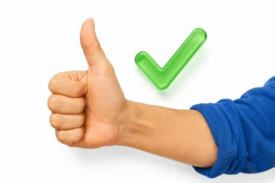 Green Checkmark Approval Gesture on White