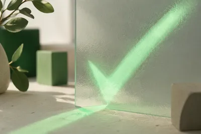 Green Checkmark Light on Frosted Glass