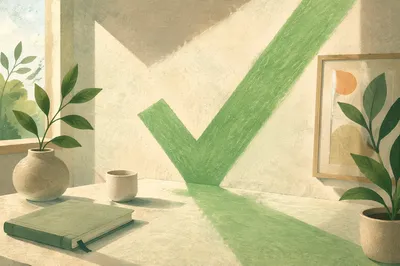 Green Checkmark Light in Minimal Studio