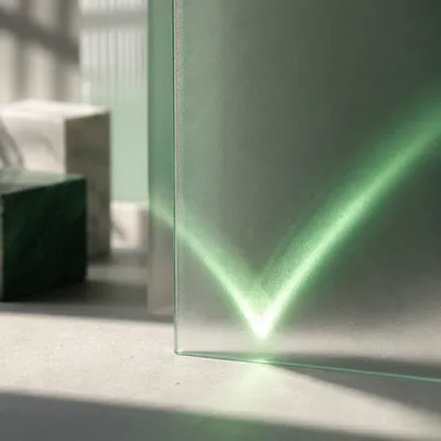Green Checkmark Light on Frosted Glass