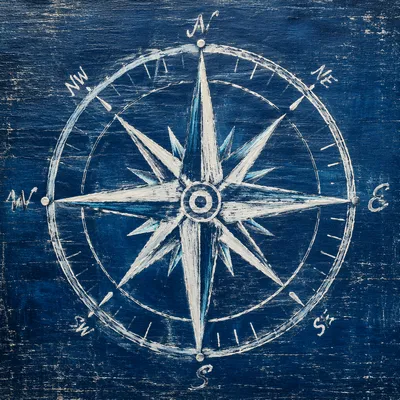 Hand-Painted Nautical Compass Rose Overhead