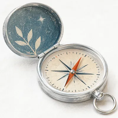 Vintage Compass With Red Needle