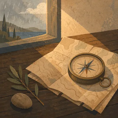 Weathered Compass in Golden Morning Light