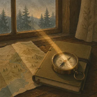 Weathered Compass in Sunrise Guidance
