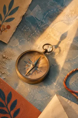 Antique Compass on Frosted Map Light