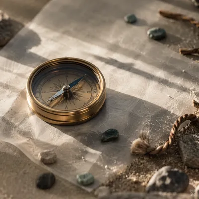 Brass Compass on Abstract Desert Textures