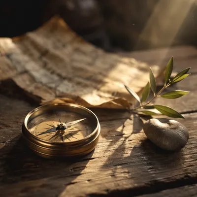 Brass Compass on Parchment at Dawn