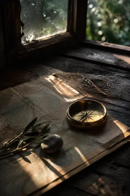 Weathered Compass in Golden Morning Light