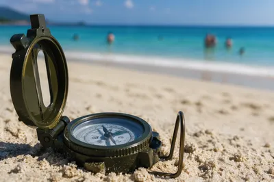 Sunlit Beach Compass for Coastal Adventure