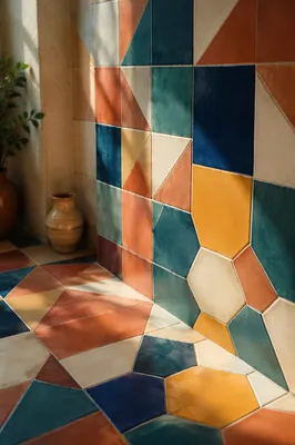 Colorful Modern Geometric Tile Interior Pattern