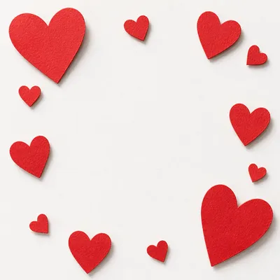 Red Paper Hearts on White Background