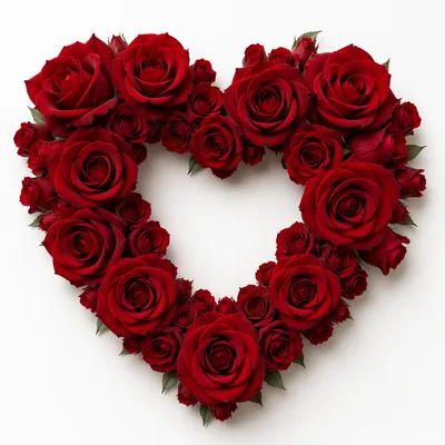 Red Rose Heart Wreath on White