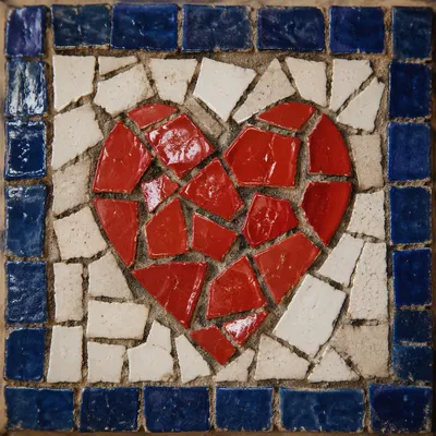 Red Heart Ceramic Mosaic Close-Up