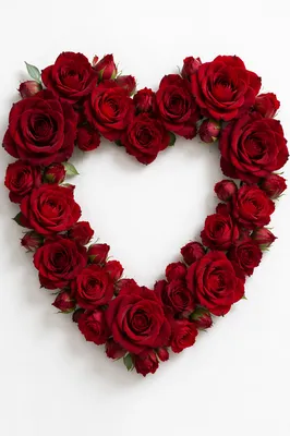 Deep Red Rose Heart Wreath on White