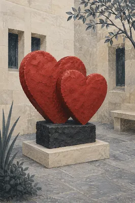 Red Heart Courtyard Art Installation