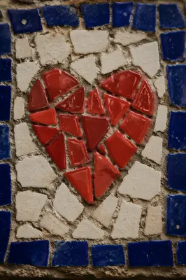 Red Heart Ceramic Mosaic Close-Up