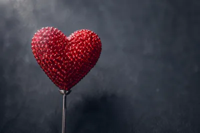 Ruby Red Heart Ornament on Dark Background