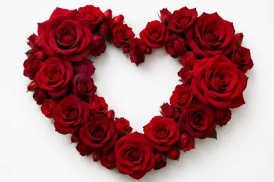 Red Rose Heart Wreath on White