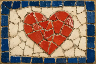 Red Heart Ceramic Mosaic Close-Up