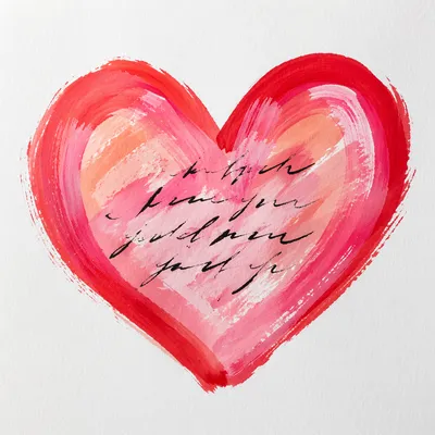 Handmade Red Heart on Watercolor Paper