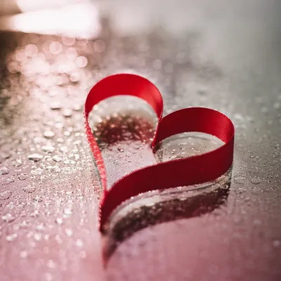 Red Satin Heart on Misted Glass